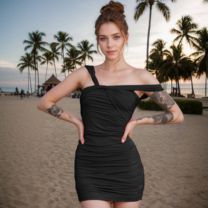 European And American Solid Color Twisted Sexy Sheath Dress Women