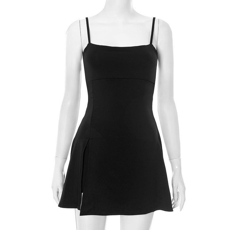 European And American Sexy Split Safety Pants Suspenders Dress Women